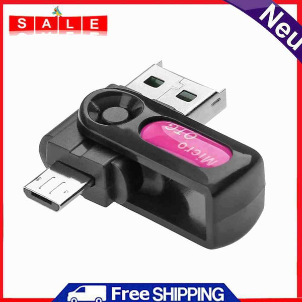 2 in 1 USB OTG Card Reader Micro USB OTG TF SD Card Reader Adapter (Pink)