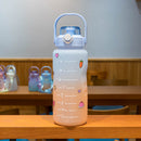 1500ml Colorful Water Kettle w/ Marker Large Sports Drink Frosted Cup (C) Newly