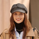 Fashion Women Grid Plaid Bonnet Cap Autumn Winter Beret Hat Warm