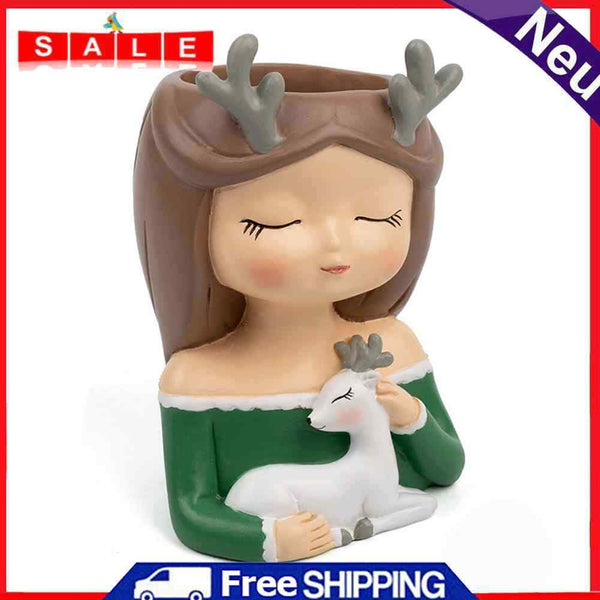 Cartoon Girl Flowerpot Holder Figures Bonsai Pot Vase Home Planter Decorations