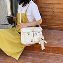 Women Preppy Style Multi Pocket Shoulder Bag Solid Color Casual Satchel Bag
