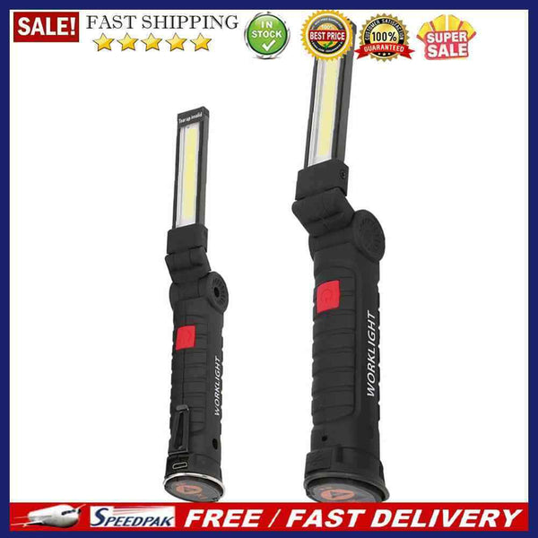 USB Rechargeable Flashlight Built-in Battery Folding Work Light COB LED Lam