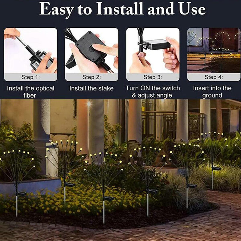 LED Solar Firefly Garden Light Kit Garden Landscape Firefly Swaying # Warm ligh`