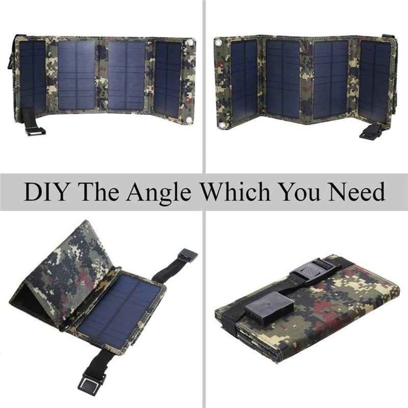 Waterproof 20W 5V Foldable USB Solar Panel Charger for Hiking (Camouflage)