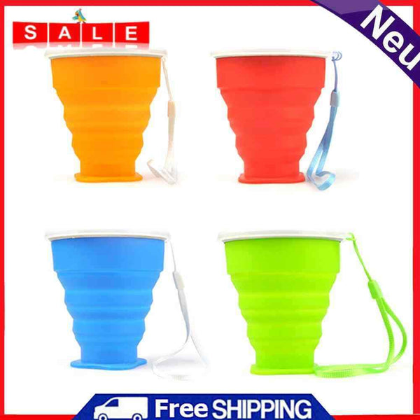 5pcs/set Silicone Outdoor Travel Cycling Foldable Water Bottle Portable Tea Cups