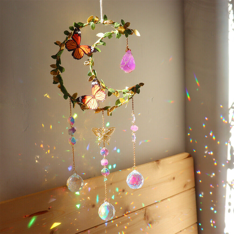 Butterfly Windchimes Garden Decor Wind Chime Hanging Sundrop Crystal Summer Gift