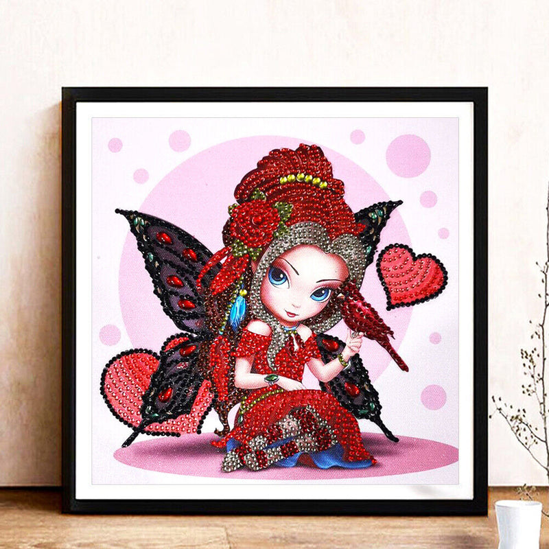5D DIY Part Special Drill Diamond Painting Cartoon Girl Drawing (Pink)