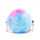 Small Round Messenger Bags Women Plush Shoulder Handbags (Gradient Blue)