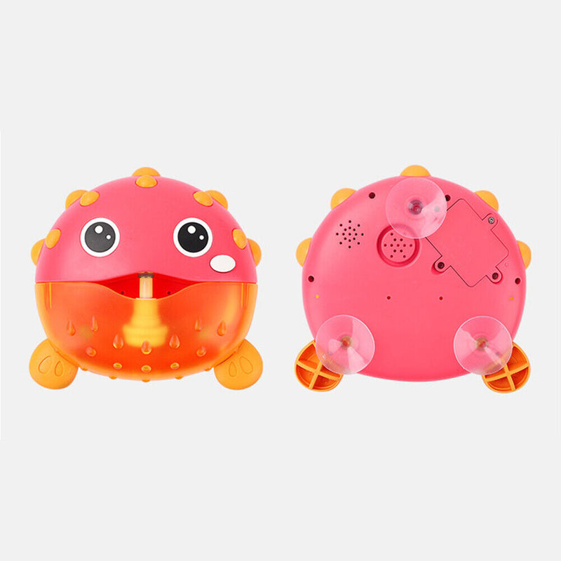 Blowfish Bubble Machine Suction Cup for Wall Baby Bath Shower Toys (Red) Newly