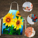 #A Sunflower Linen Kitchen Apron Household Waterproof Cooking Bibs for Men Women