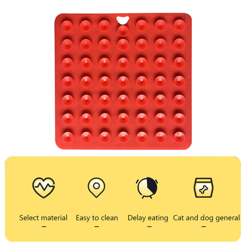 Pet Dogs Cats Slow Food Bowls Lick Mat Silicone Pet Treat Dispensing (Red) Newly