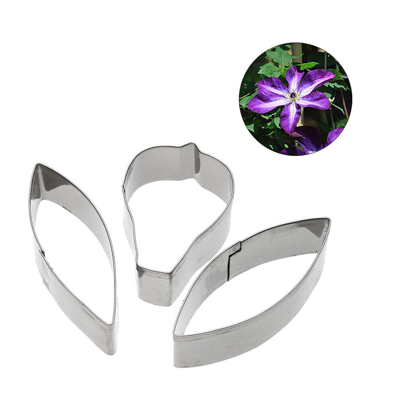 3pcs Clematis Flower Metal Cake Mold Stainless Steel Cookie Cutter Tools