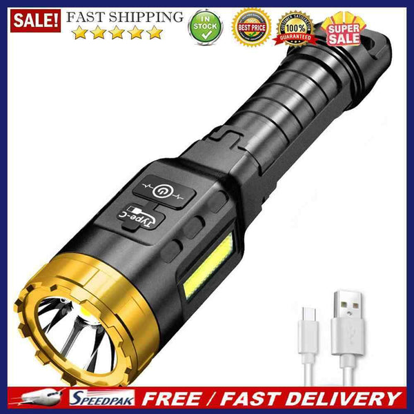 LED COB Flashlight USB Rechargeable 300LM Household 4 Modes Waterproof Ligh