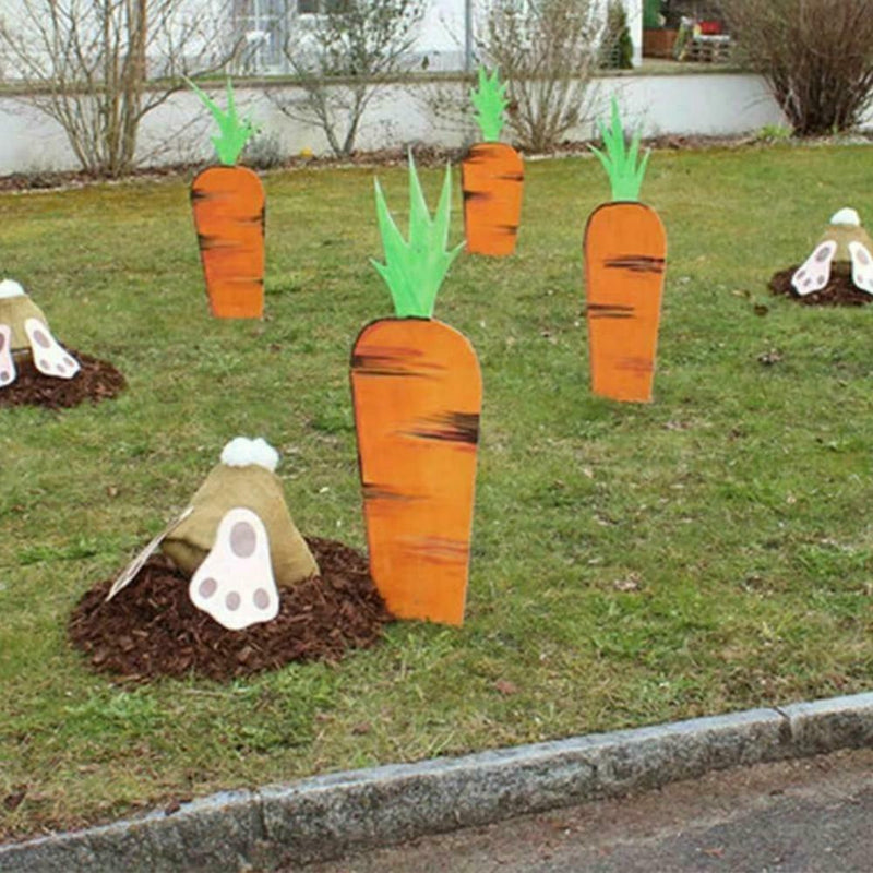 Easter Garden Bunny Carrot Easter Yard Sign Garden Scene Lawn Decor Outdoor I7V0