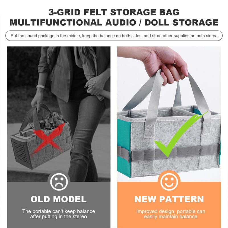 3 Grids Felt Storage Basket - Soft Kid Audio Toys Storage Containers (Blue)