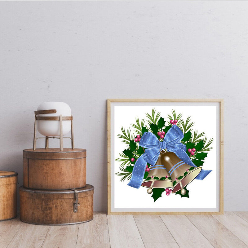 Frameless Oil Paint By Numbers DIY Blue Bow Bell Picture Craft Kit for Home