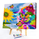 Frameless Cat Sunflower Oil Paint By Numbers DIY Handmade Drawing On Canvas Kit