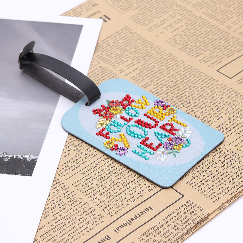 DIY Special Shaped Diamond Painting Letter Flower Leather Boarding Pass