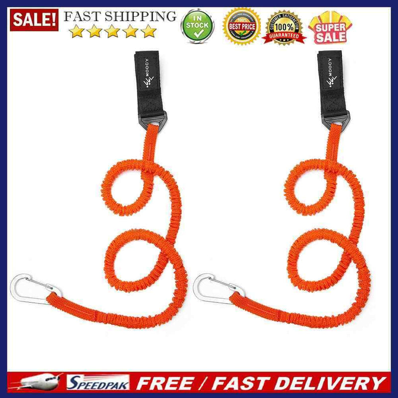 2x Elastic Kayak Canoe Paddle Leash Safety Boat Fishing Rod Pole Coiled Lan