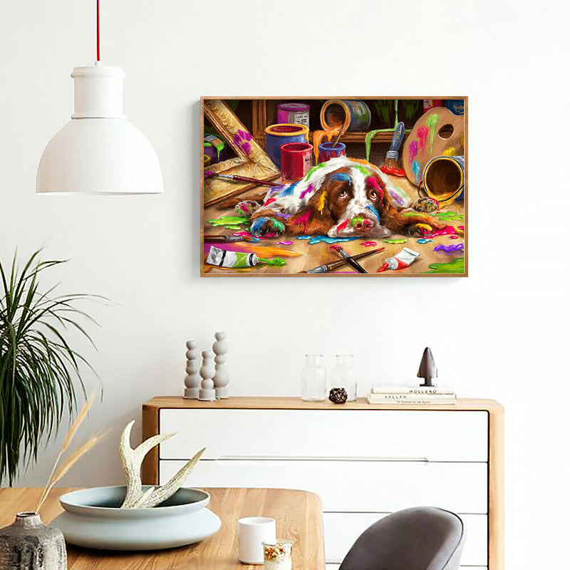 5D Cute Dog Mosaic Diamond Painting Drawing Full Round Drill DIY Art Handcraft