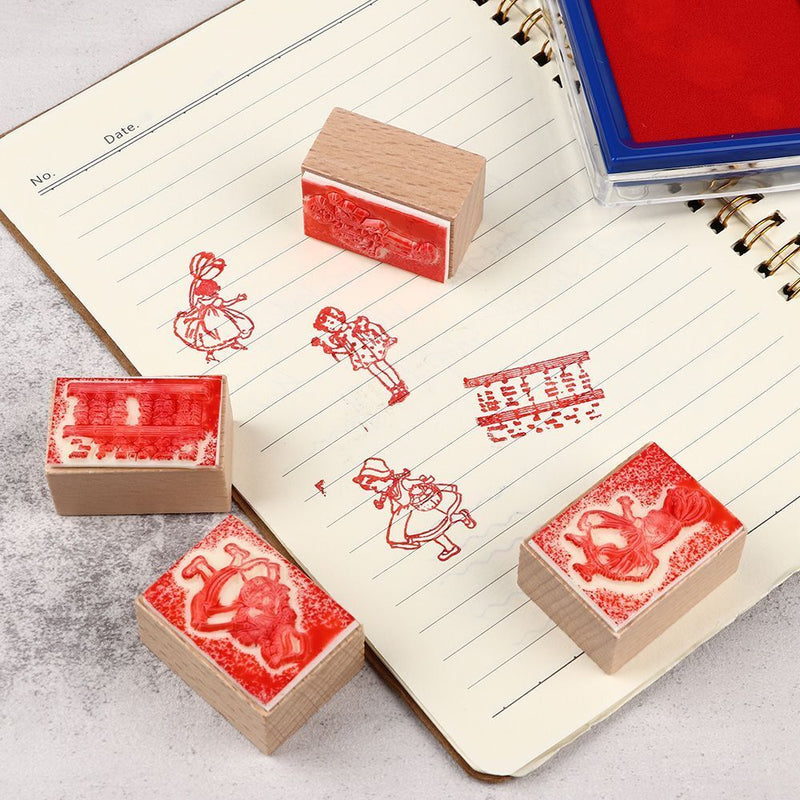 DIY Albums Forest Plants Wooden Rubber Stamp Flower Girl Printed Scrapbooking