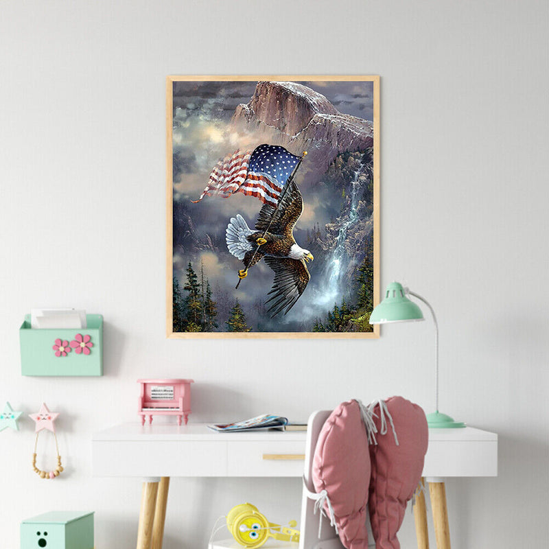 Flag Eagle Oil Paint By Numbers Kit DIY Acrylic Painting on Canvas Frameles
