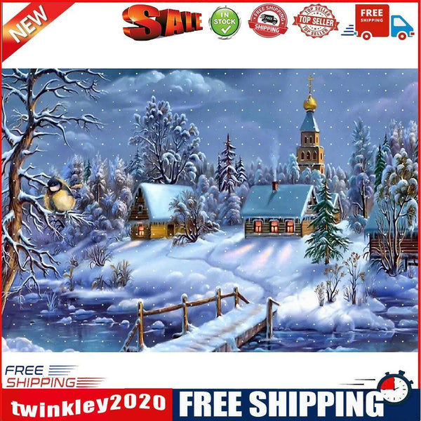 Snowy village 50x40cm Oil Paint By Numbers Picture DIY Painting HY2106002