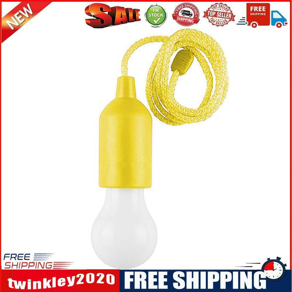 LED Hanging Light Bulb Battery Powered Colorful Pull Cord Bulbs (Yellow)