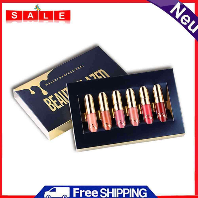 6 Colors Lasting Mat Lipgloss Set Lipstick Lips Tint Pigment Makeup Cosmetics
