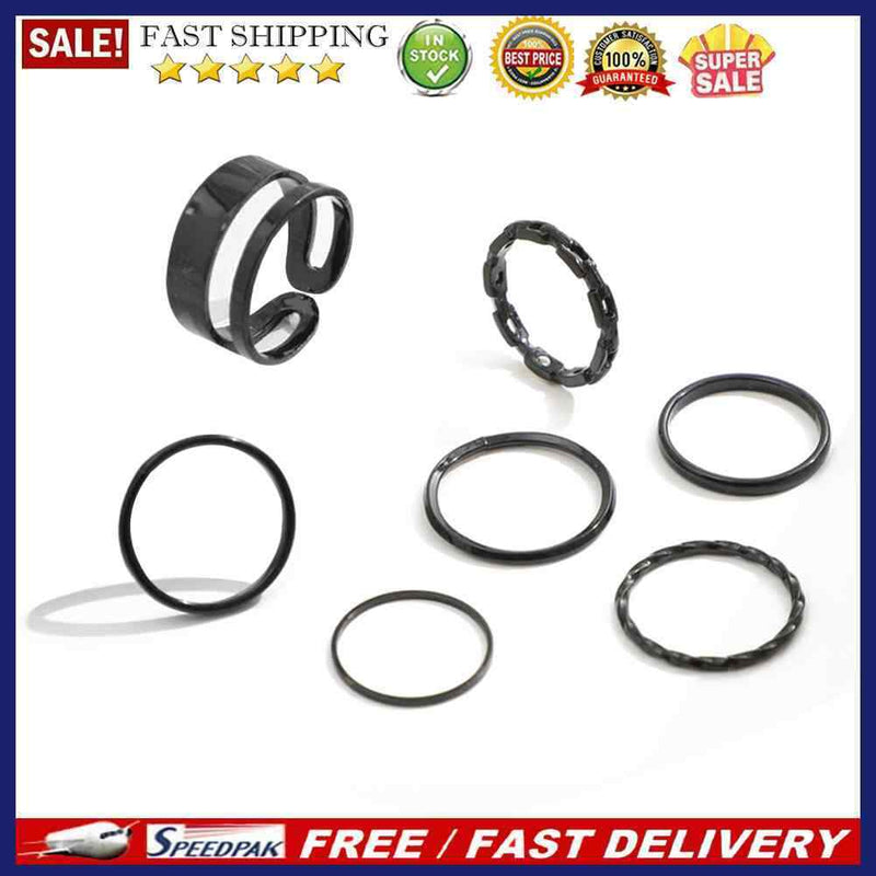 7pcs/set Punk Finger Rings Fashion Metal Buckle Joint Tail Rings for Women Gi