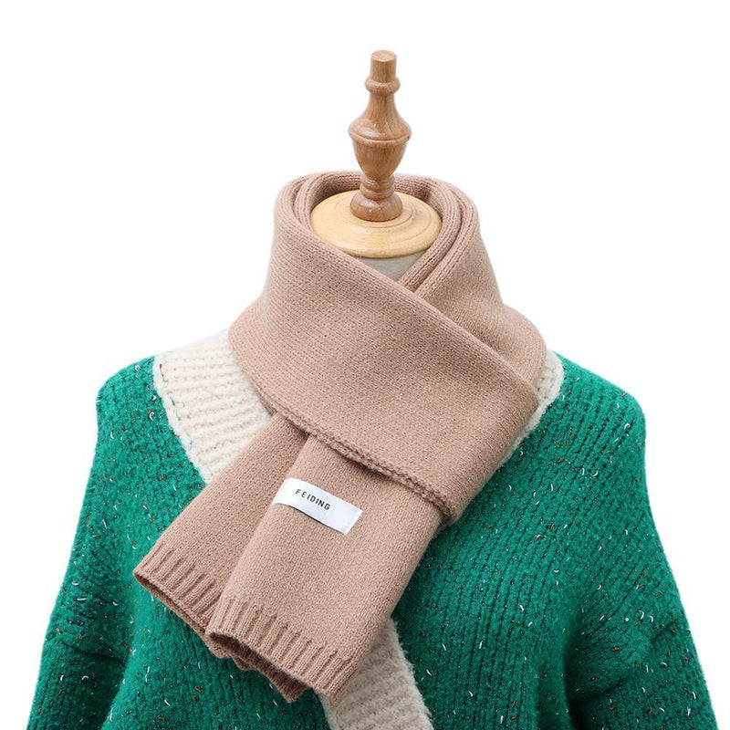 Woman Knitting Autumn Winter Long Keep Warm Shawl Solid Color Bib Scarf