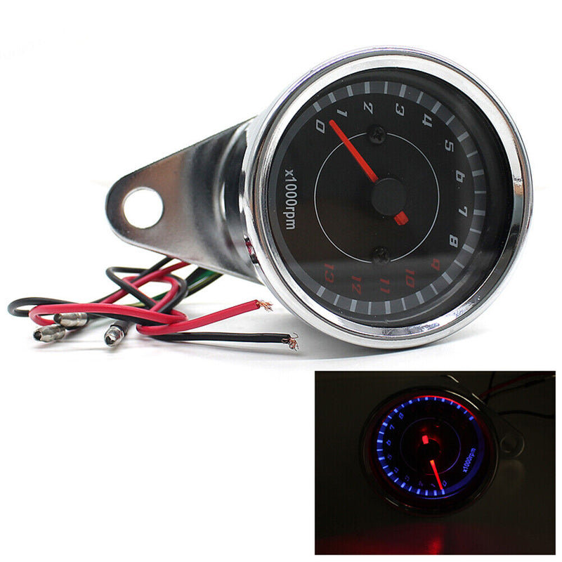 12V Motorcycle Speedometer Analog RPM Gauge Tach with Blue LED Backlight 13000RPM