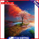 Painting By Numbers DIY Color Tree Hand Painted Canvas Oil Wall Art Picture Kit