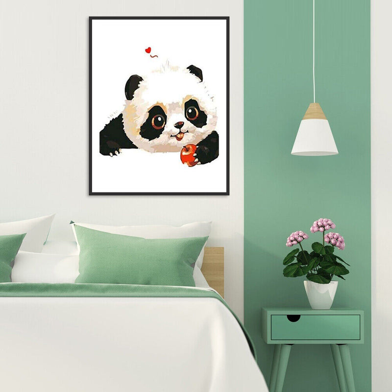 Frameless Hand Painted Digital Picture DIY Panda Paint By Numbers Wall Craft Kit