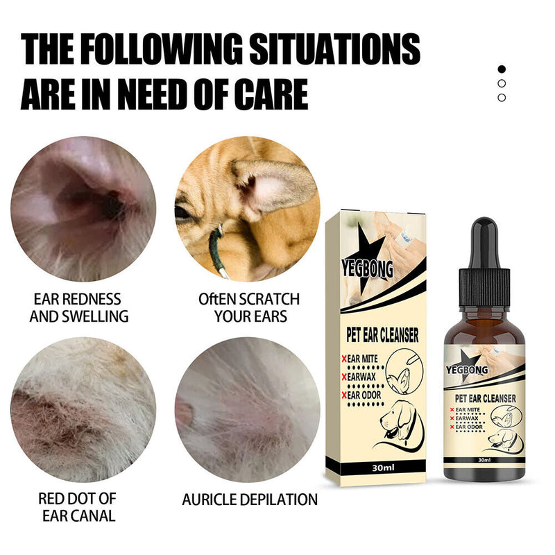 Cat Dog Ear Cleanser Anti Mites Cleaning Ear Wax Relieve Itching Ear Care