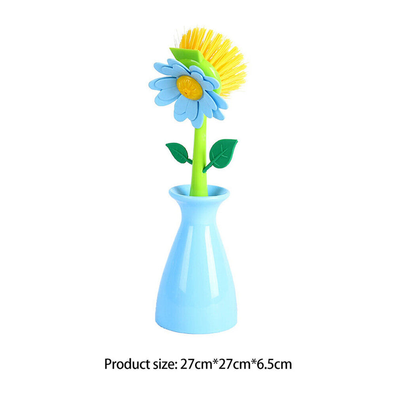 Flower Shape Pot Washing Brush with Long Handle Kitchen Cleaning Accessories