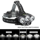 2x XPE+3x T6 LED Head Lamp 1500LM Waterproof Headlight Glare Torch Flashlight