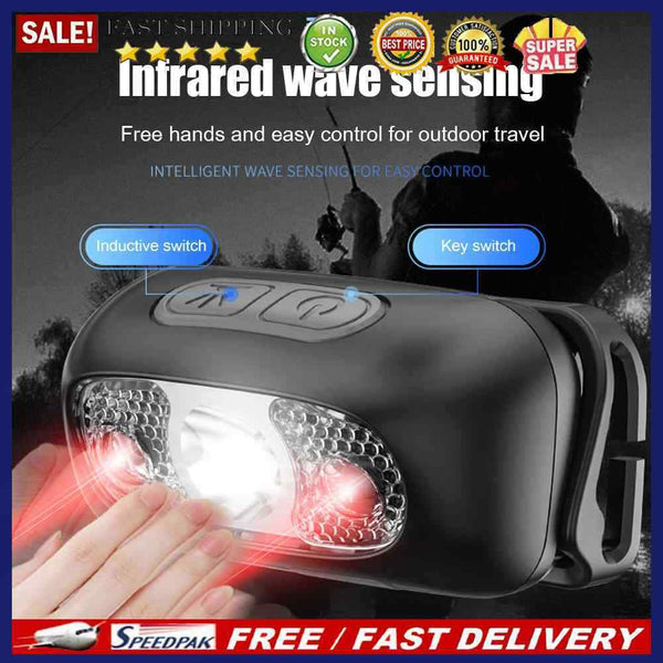 Induction LED Headlights Strong Light Adjustable Waterproof Flashlight Lamp