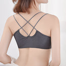 Sexy Cross Straps Knot Padded Bra Women Sports Top Bralette (Grey Blue)