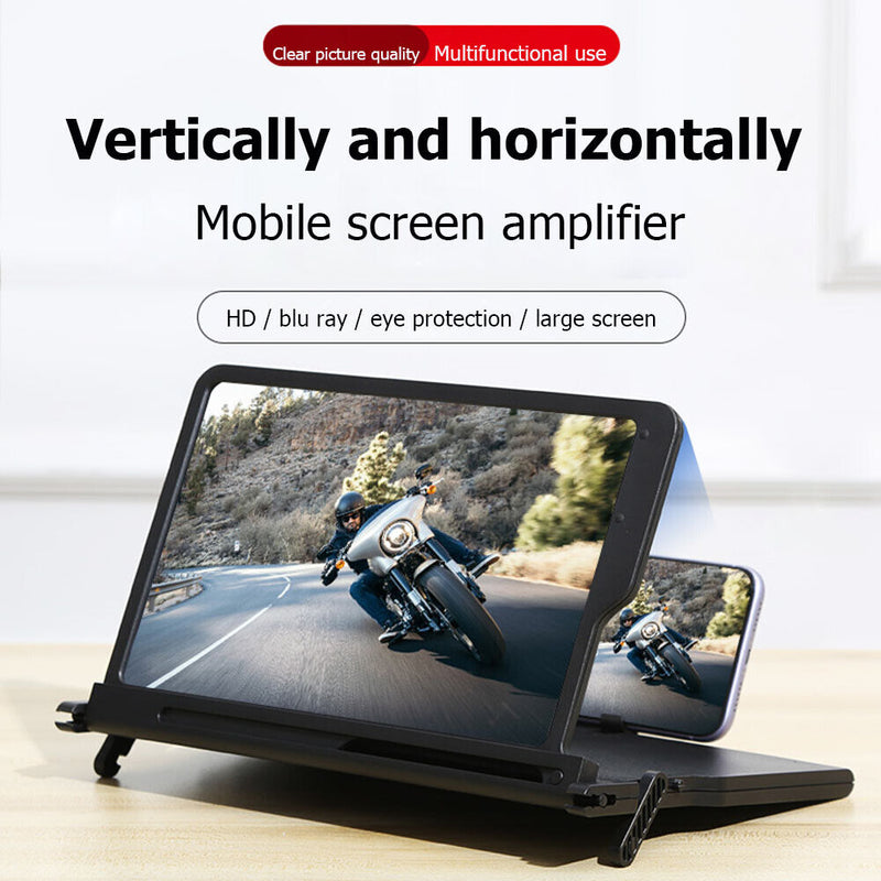 Cell Phone Screen Magnifier Foldable Video Amplifier Stand Bracket (Black) Newly