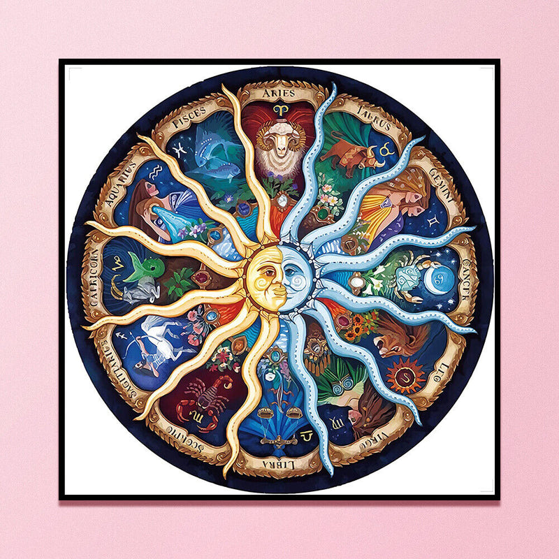 Partial Embroidery Sun Moon Constellation 11CT Stamped Canvas Cross Stitch Kits