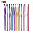 14Pcs Metal Handle Crochets Hook Knittings Needles Set Tools DIY Crafts Q8Y0
