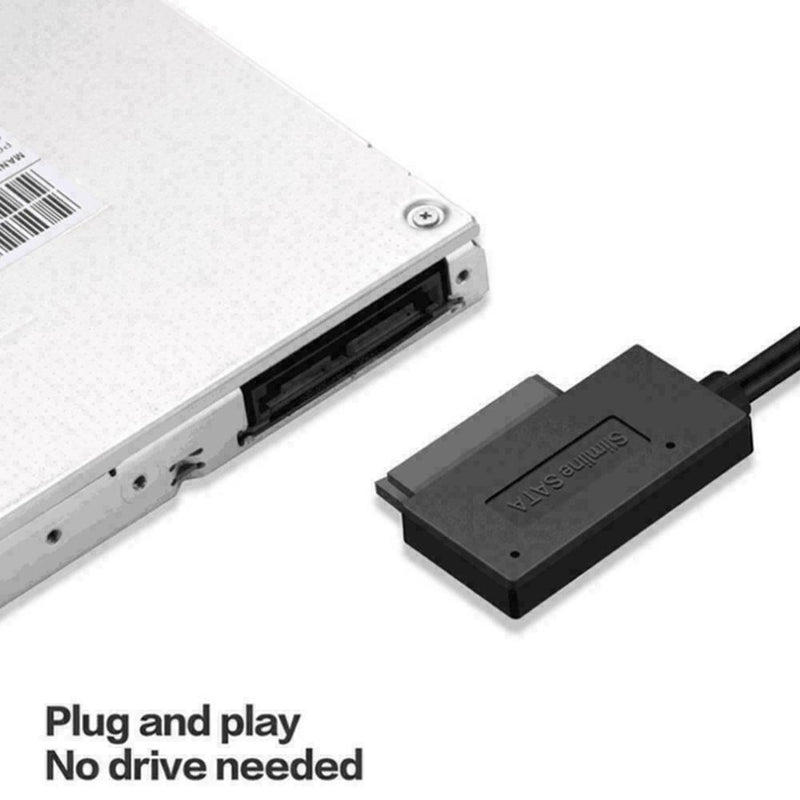 USB 2.0 to Slimline SATA 7+6 13pin Laptop CD DVD Optical Drive Adapter D2J0