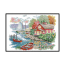 Partial Embroidery Scene 2-Beach 14CT Printed Fabric Cross Stitch Needlework
