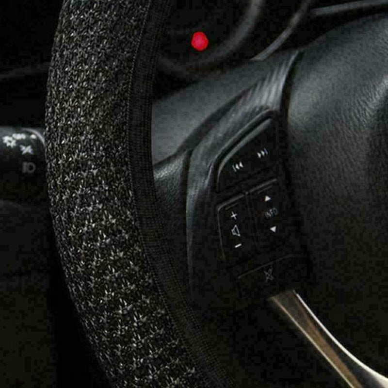 Schwarzes Auto Lenkradbezug Mikrofaser Leder Atmungsaktiv '' Anti-Rutsch 15 U9M9