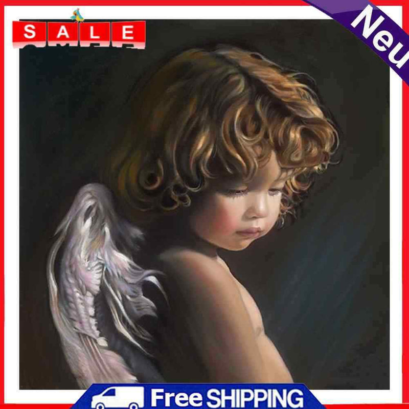 Oil Paint by Numbers Little Angel Canvas Artwork Living Room Picture Decoration