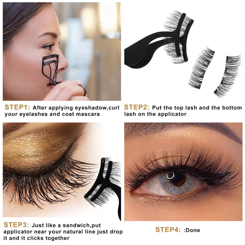 False Eyelashes Fourfold Ultra Thin Magnets No Glue No Liquid Eyeliner Needd
