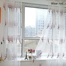 2m Screen Embroidery Sheer Voile Window Drape Curtain for Living Room(Pink)