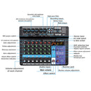 Mixer Sound Mixing Console USB Soundcard DJ Audio 48V Power (8 Channel US)