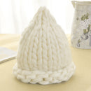 Winter Women Crochet Beanie Ball Hat Knitted Wool Ski Crochet Cap (White)